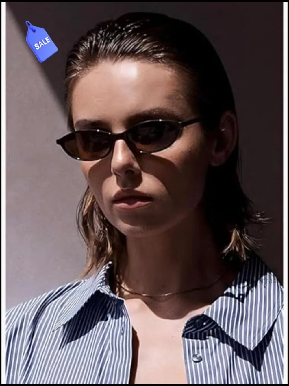 Retro Oval Cat Eye Sunglasses for Women Y2K Trendy Narrow Shades UV Protection